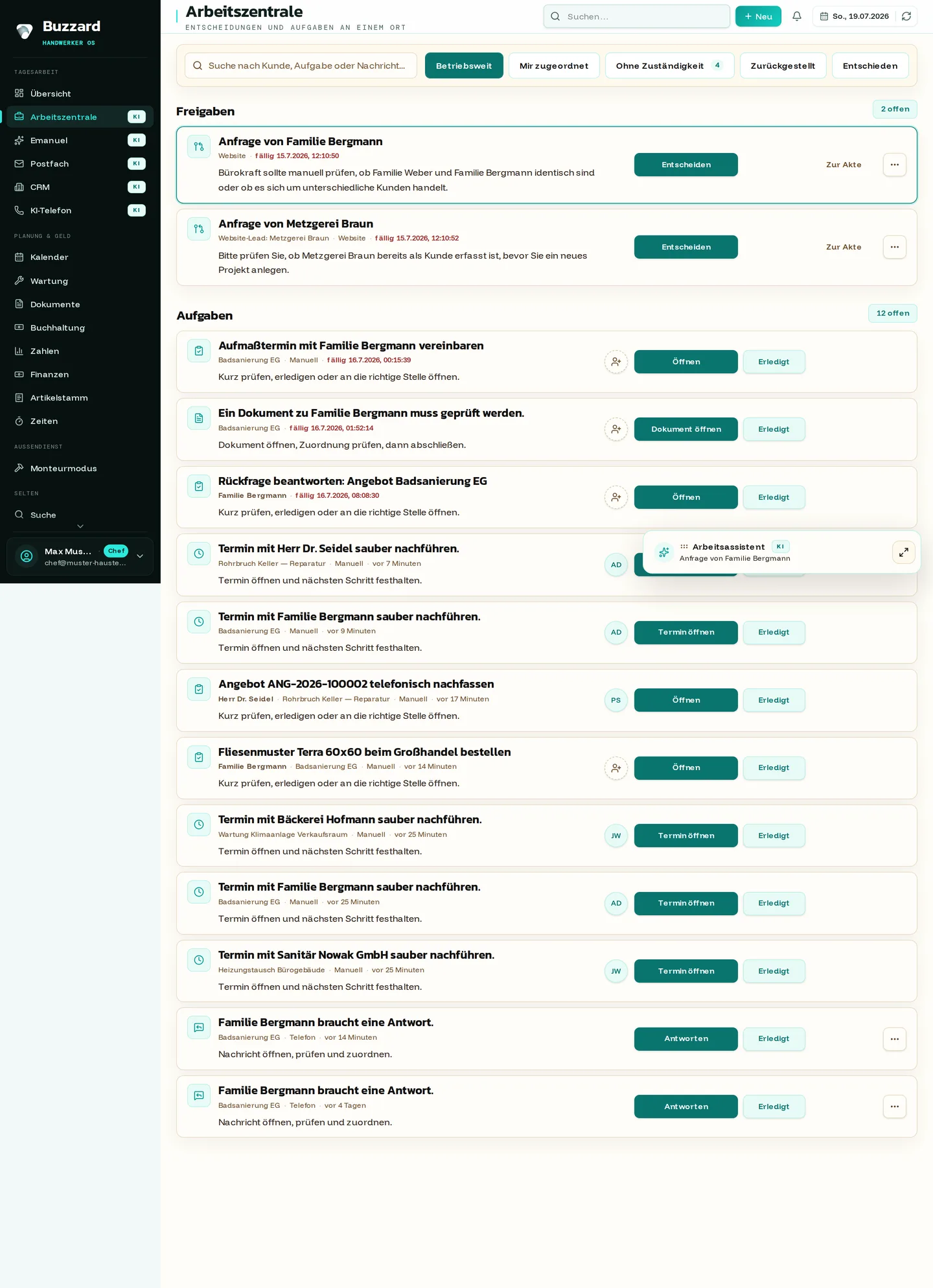 Buzzard: arbeitszentrale