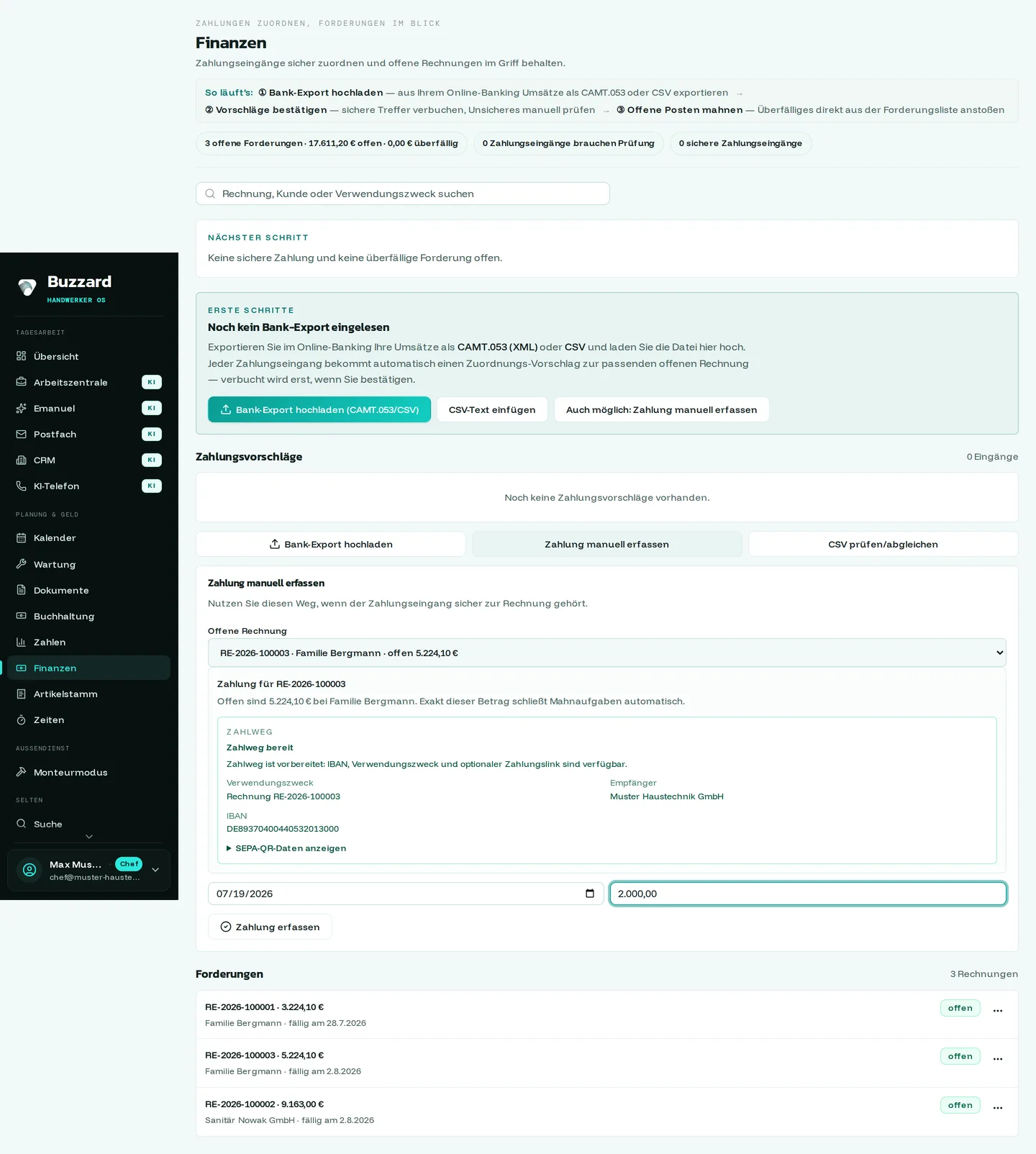 Buzzard: zahlung formular